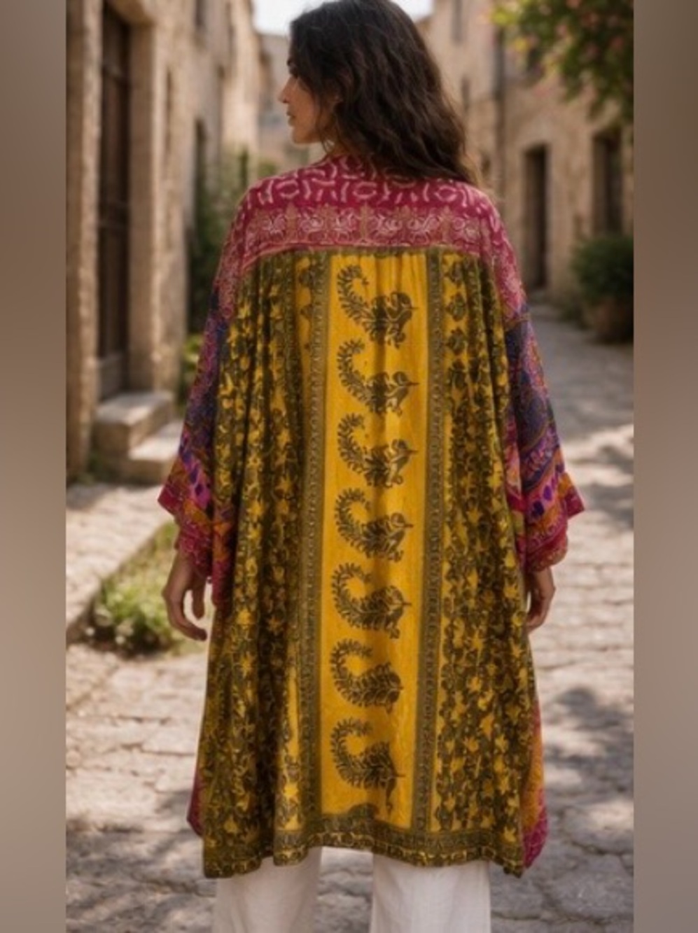 Vintage Kantha Quilt Kimono Jacket | Handcrafted Patchwork Duster - Picture 3 of 5